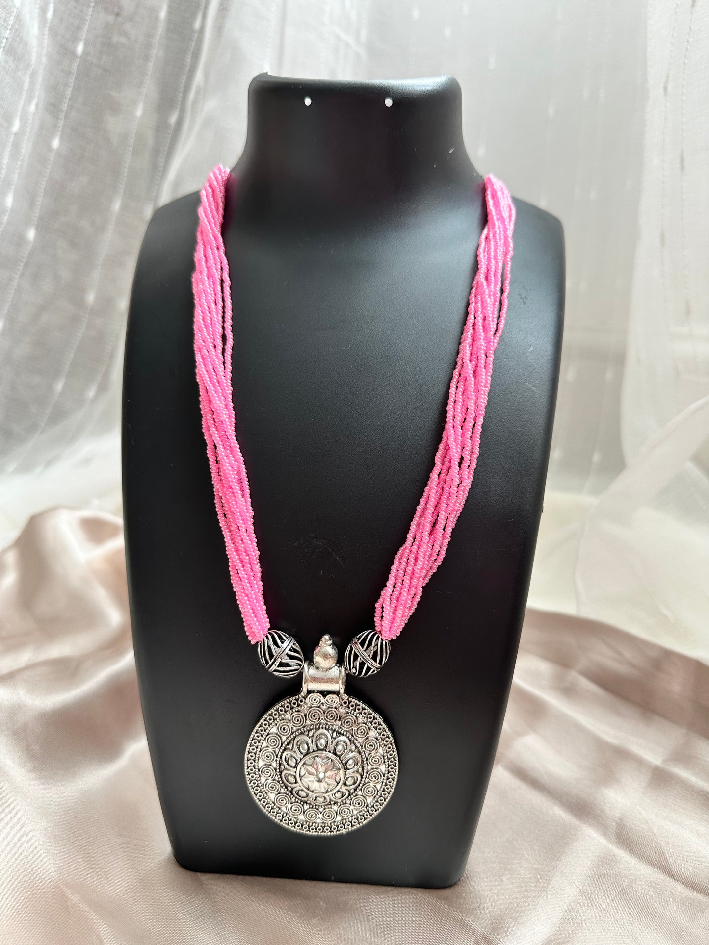 Circle of Blooms Beaded Necklace with Pendant