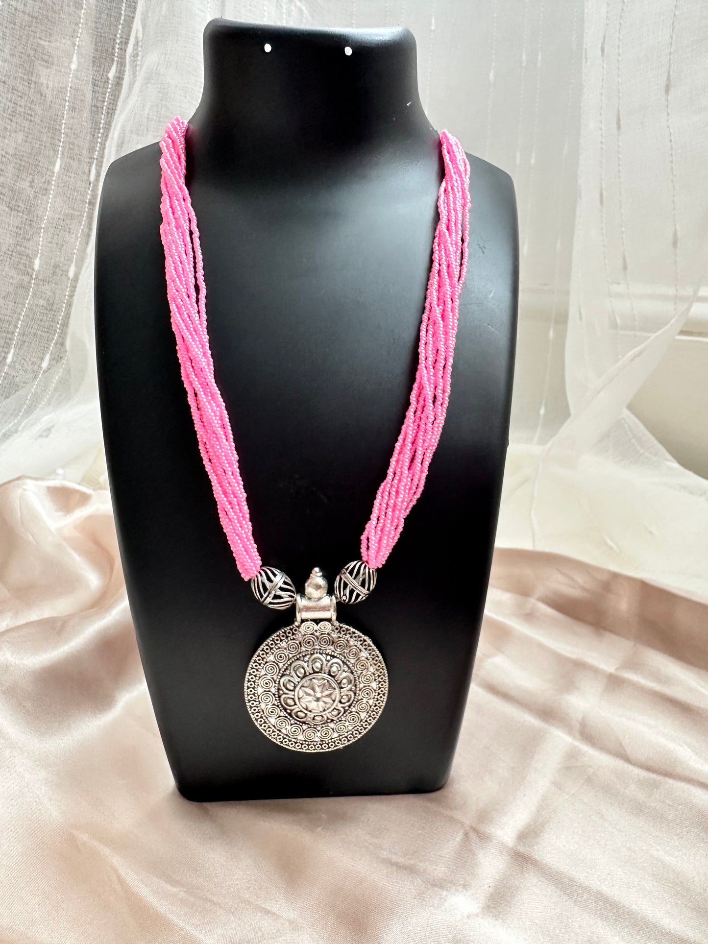 Circle of Blooms Beaded Necklace with Pendant