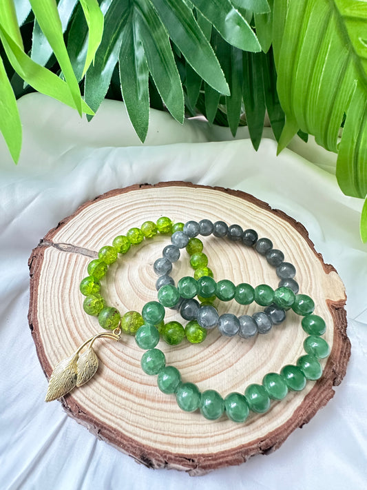 Verdant Harmony Bracelet set of 3 with Charm