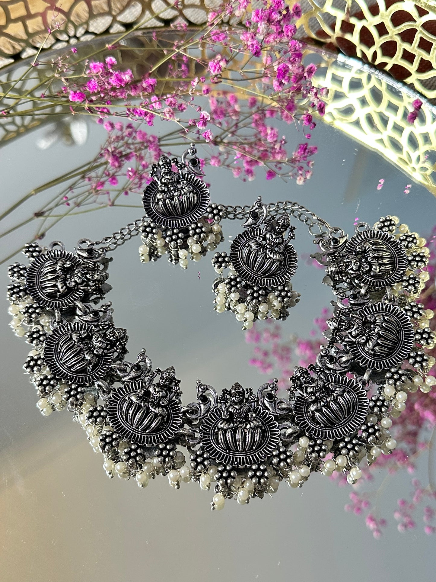 Mrinalini Oxidised Temple Jewellery Necklace Set