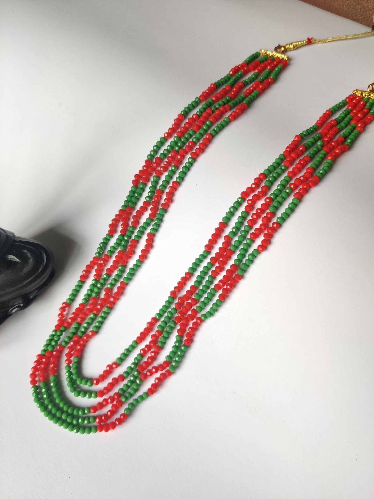 Scarlet and Jade Layered Beaded Necklace