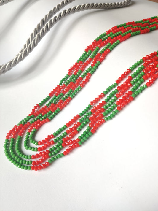 Scarlet and Jade Layered Beaded Necklace