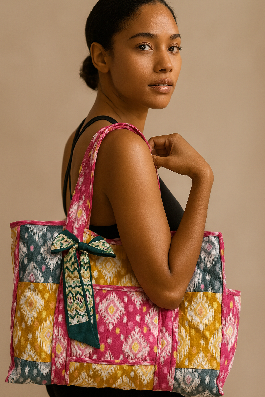 Candy Crush Handmade Zipper Shoulder Bag with Bottle Holder Pocket