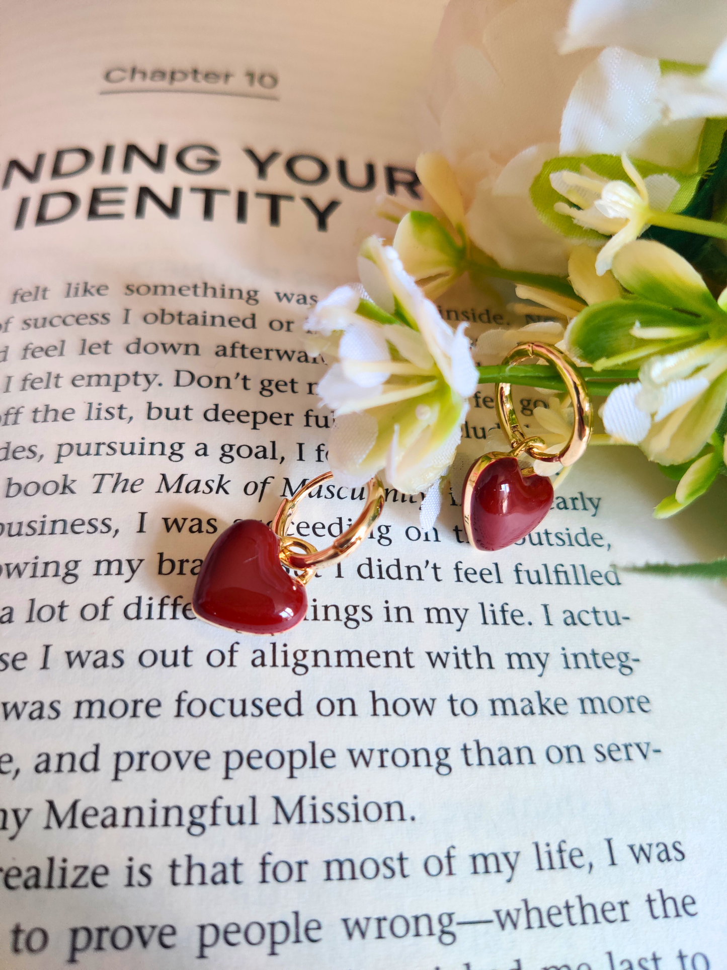 Maroon Heart Drop Earrings