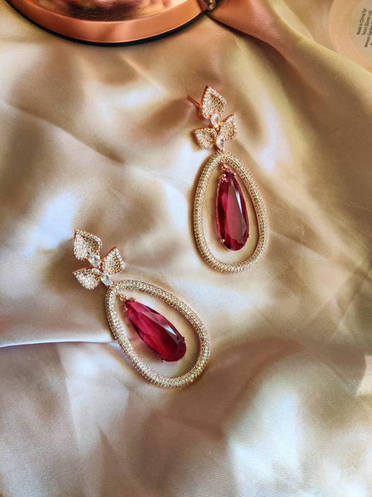 Red Oval AD Drop Earrings