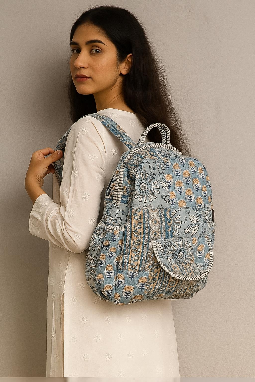 Floral Mosaic Patchwork Handmade Quilted Backpack