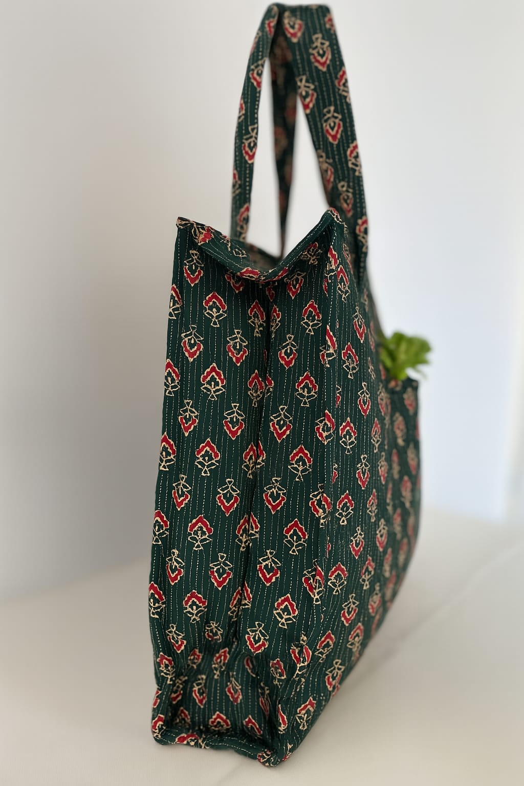 Forest Flame Handmade Zipper Shoulder Bag with Bottle Holder Pocket