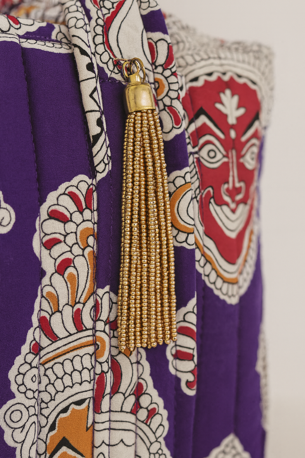 Kathakali Tales Handmade Zipper Shoulder Bag with Bottle Holder Pocket